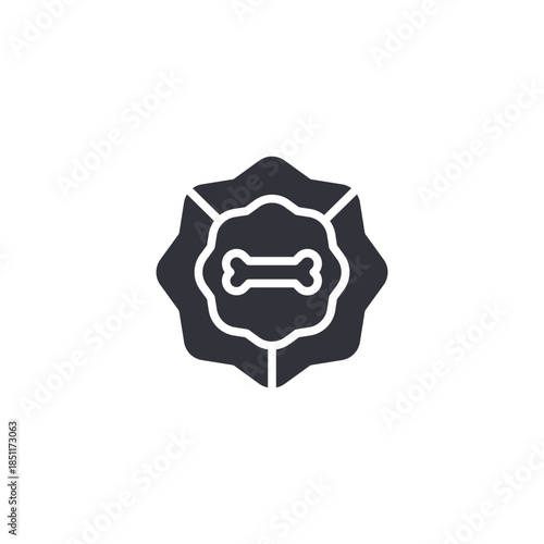 Pet badge icon symbolizing quality assurance, premium pet products, certification, and trusted animal services.