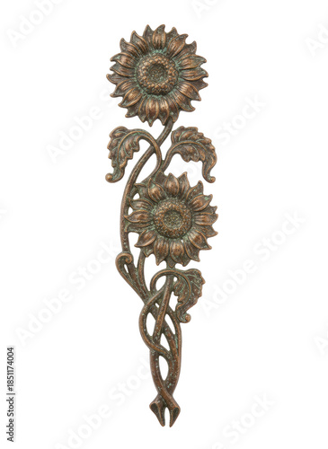 intricate metal embroidery featuring stylized, Sunflower Motif Bronze