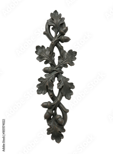 intricate metal embroidery featuring stylized, Oak and Acorn Scroll