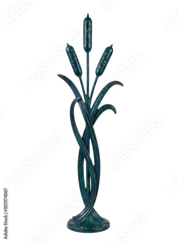 intricate metal embroidery featuring stylized, Cattail Reed Scroll