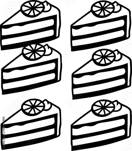 SVG vector background illustration of a fruit cake.Colorful Dessert Cakes with Fruit Toppings on White