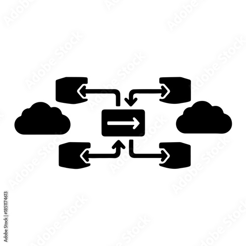 Cloud data integration isolated on transparent background