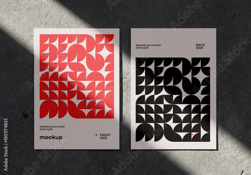 Template Mockup Flyer and Poster Identity Branding Front and Back on Concrete Background