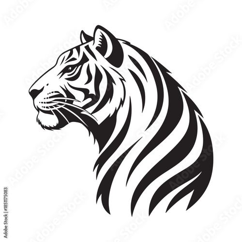 tiger roaring vector silhouette clip art logo design illustration