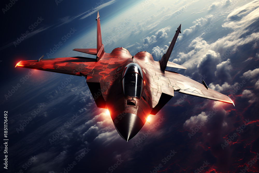 Obraz premium Fighter planes flying in space