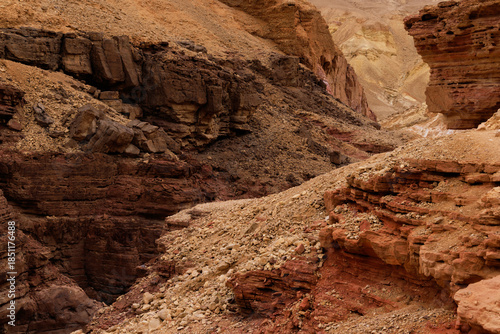 Beautiful natural rocky landscape of the red canyon in Eilat, israel