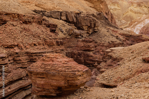 Beautiful natural rocky landscape of the red canyon in Eilat, israel