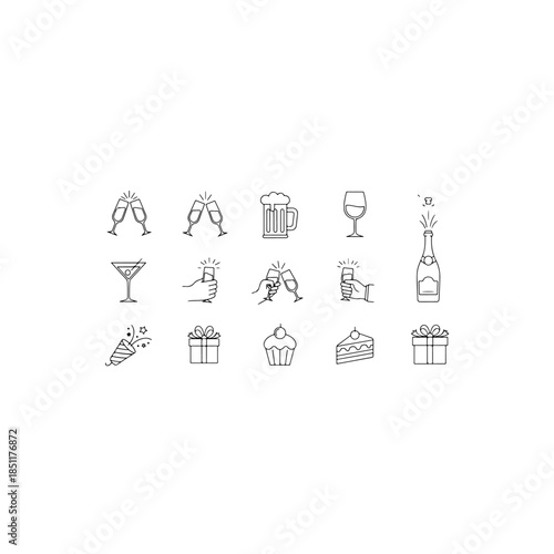 Celebration and gifting icons isolated on transparent background