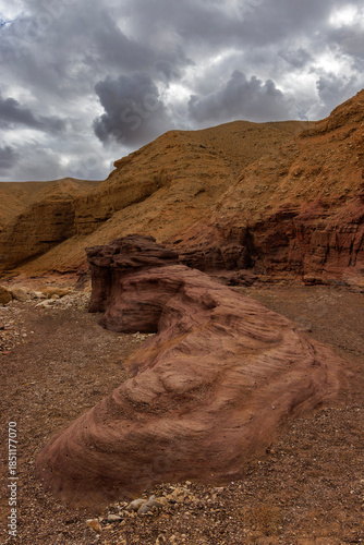 Beautiful natural rocky landscape of the red canyon in Eilat, israel