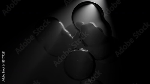 Organic  liquid metal animation. Abstract dynamic animation of liquid metal molecules. Geometric, scientific, technological and conceptual design