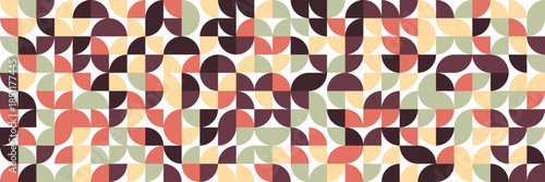 Bauhaus Style Pattern geometric pattern with colorful shapes and leaves