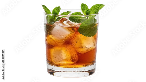 Fotografija Refreshing mint julep cocktail PNG isolated on transparent background, classic b