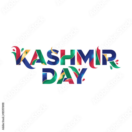Kashmir Day text on white