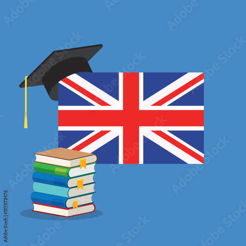 Learn English language. Study, education of foreign language lesson. internet learning course, lesson. Vector illustration.	
