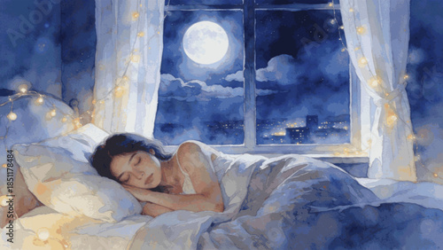 Sweet Moon Dreams Dreaming Under the Moon : Goodnight Moonlight isolated watercolor vector illustration svg
