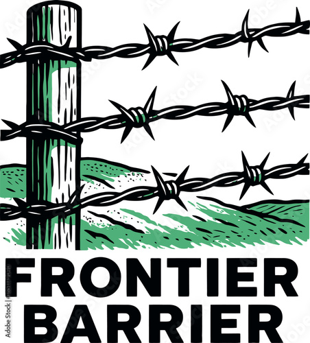 Barbed Wire Fence Green Western Frontier Art