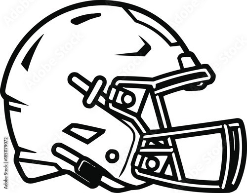 American Football Helmet Outline Illustration  Side View Line Art Vector