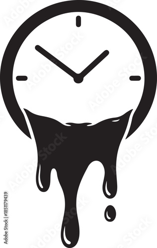 Melting Clock Icon VectSurreal Dripping Wall Clock Illustration for Time Management and Surrealism Concepts