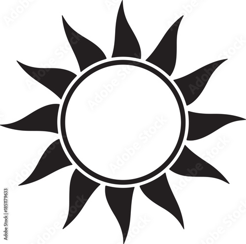 Sunburst Icon Black Tribal Sun Silhouette Vector Illustration for Summer and Weather Design