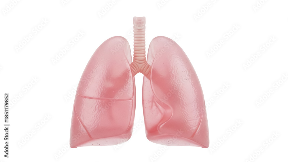 Obraz premium Realistic human lungs isolated PNG on transparent background, anatomical organ for medical study and healthcare concepts