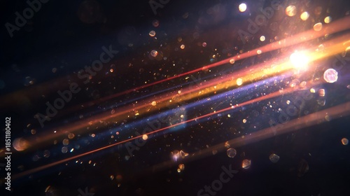 Abstract Light Streaks  Bokeh Cosmic Sparkle Background.