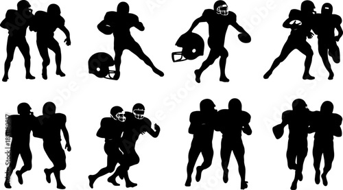 American Football Helmet and Ball Silhouette Icon