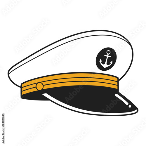Captain sailor hat with anchor symbol nautical headwear illustration