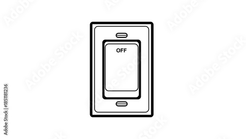 Simple Black and White Light Switch Illustration.