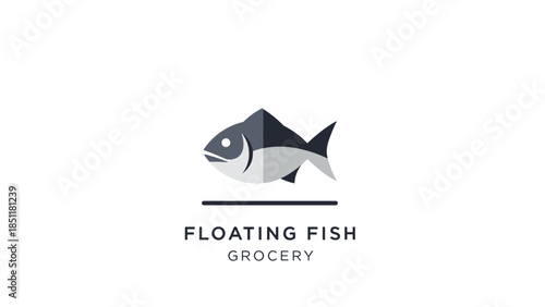 Simple Black and White Fish Logo.