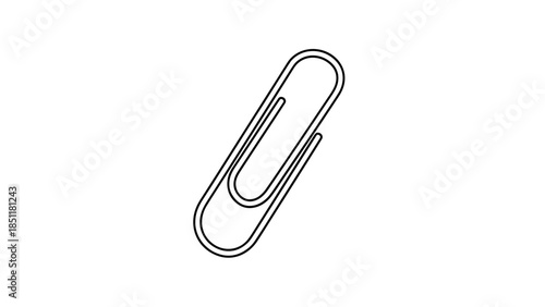 Simple Black and White Paperclip Illustration.