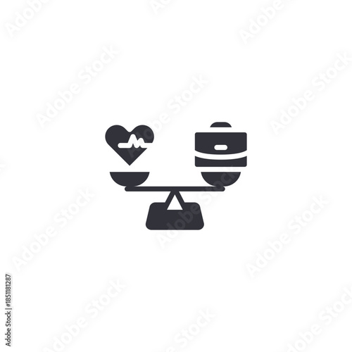 Schilderij op canvas Balance scale with hearts icon representing ethical decisions, emotional balance, values, and holistic life harmony