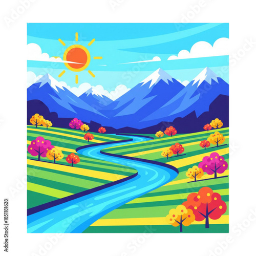 Kashmir Valley Landscape Minimalist White