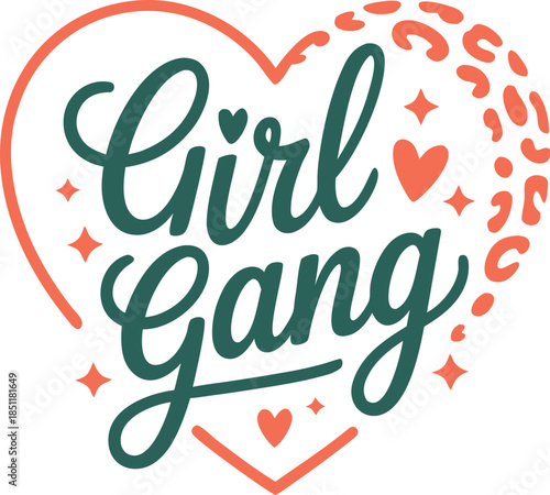 Girl Gang Heart Typography T-Shirt Design