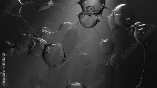 Organic  liquid metal animation. Abstract dynamic animation of liquid metal molecules. Geometric, scientific, technological and conceptual design