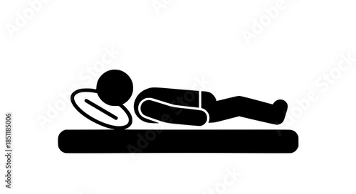 Man lying rest black white icon 