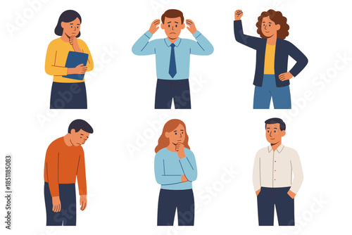 Diverse characters displaying various emotions and gestures