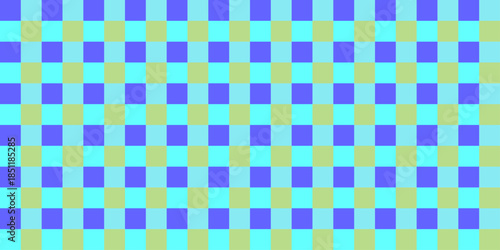Vibrant Aqua Blue, Purple, and Lime Green Checkered Seamless Pattern Background Tile for Modern Design