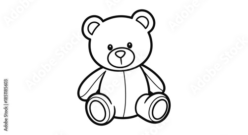 Cute teddy bear outline drawing for kids' coloring activities