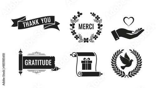 Collection of Gratitude Symbols and Messages.