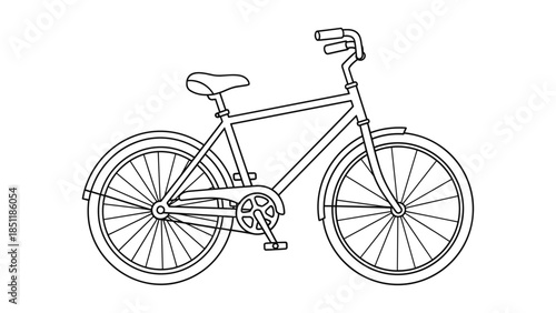 Simple linear bicycle outline drawing for design projects