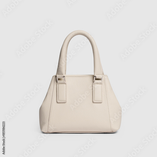 Women's leather bag on a white background.