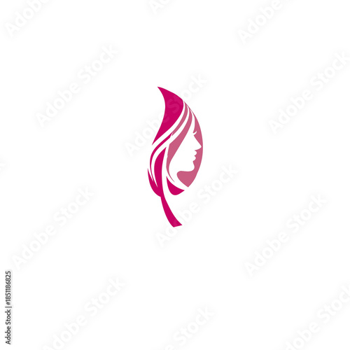 beauty woman logo design for salon, makeover, hair stylist, hair cut. beauty vector with leaf logo design. beauty logo with leaf design elegant