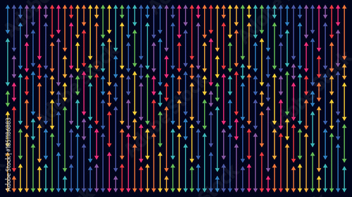 colorful and bright arrows on a dark background, arrows in the form of an abstraction