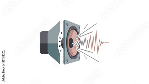 Speaker Emitting Sound Waves Illustration.