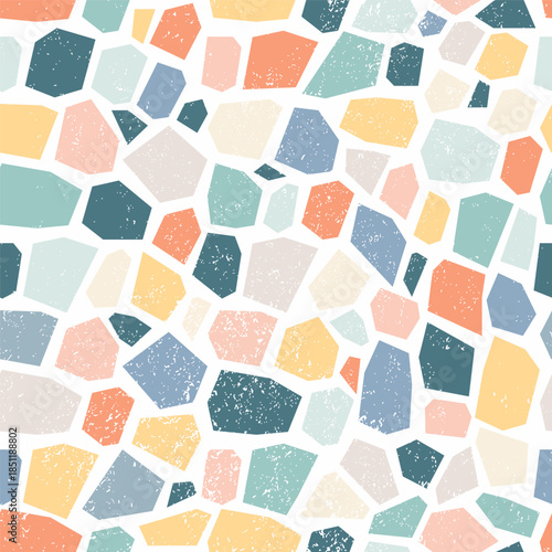 Colorful terrazzo flooring seamless pattern. Abstract mosaic stone texture design