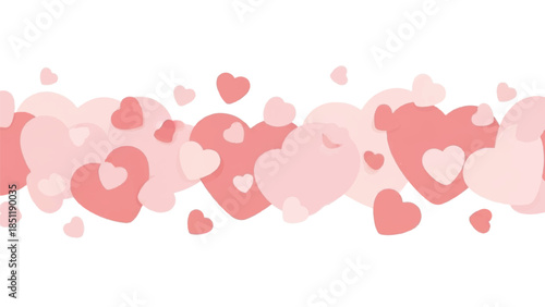 A collection of pink hearts floating in the air, creating a whimsical atmosphere, viewed from a straight-on perspective.