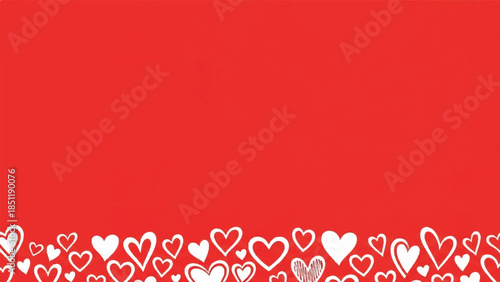 Valentine's Day background with white hearts on red background