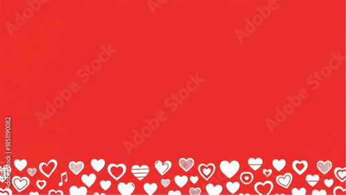Valentine's Day background with red hearts and symbols