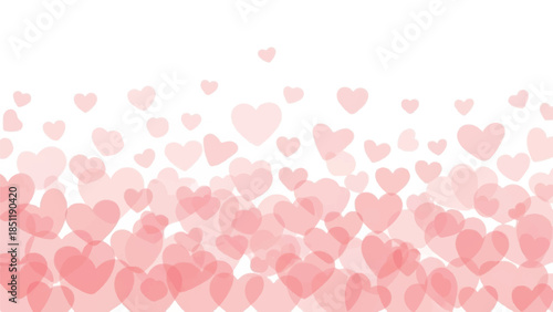 A multitude of hearts floating gently in a soft pink hue against a clean white background
