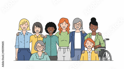 Diverse group of people standing together in a united pose